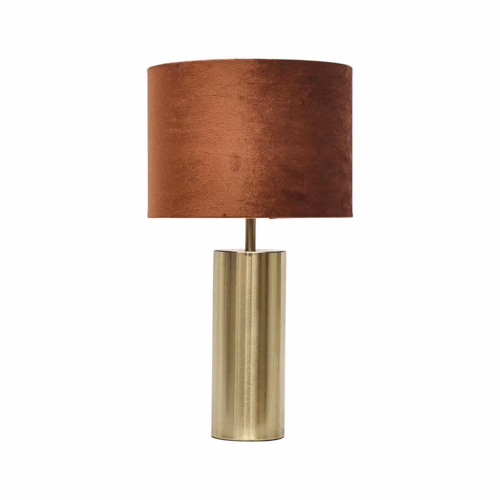 First Choice Lighting Set of 2 Gold and Brass Touch Table Lamps with Orange Fabric Shades – 2