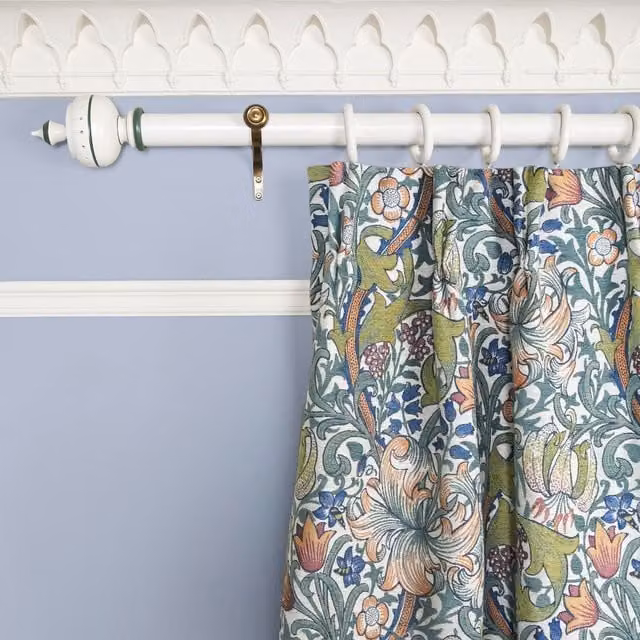 House of Hackney Golden Lily Jacquard Fabric Panel Curtain in Beige and Multicolour Floral Art Nouveau Design