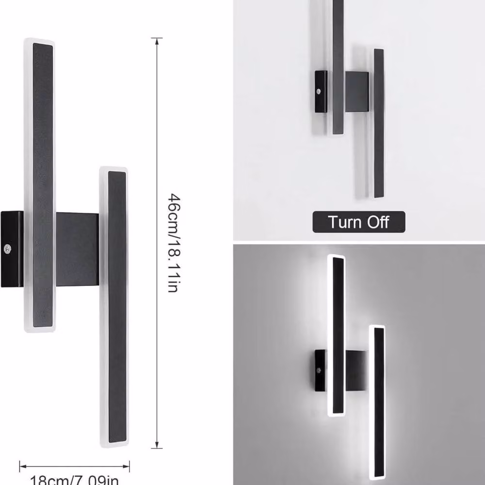 Kelvenix Modern Dimmable LED Wall Lamp in Black Aluminium for Living Rooms and Hallways W/D/H: 46 x 18 x 18 cm – 2