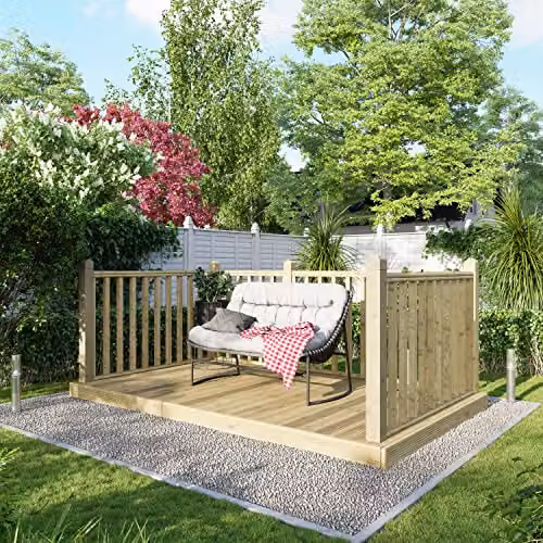 Powersheds Premium Wooden Decking Kit with Hand Rails in Brown