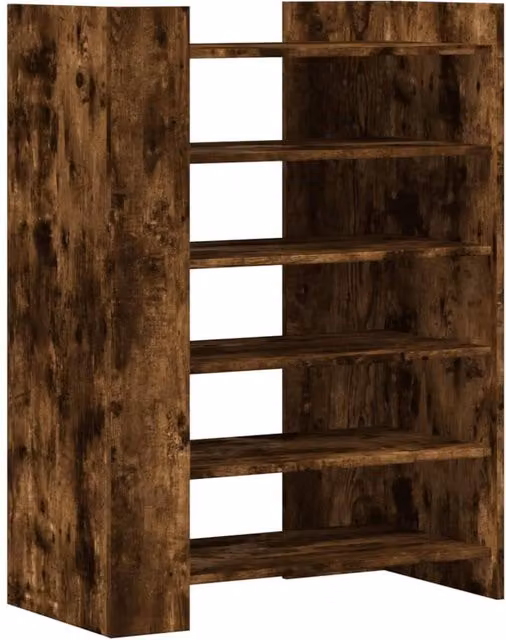 Berkfield Home Shoe Cabinet in Smoked Oak Brown, W/D/H: 74.5 x 37.5 x 100 cm