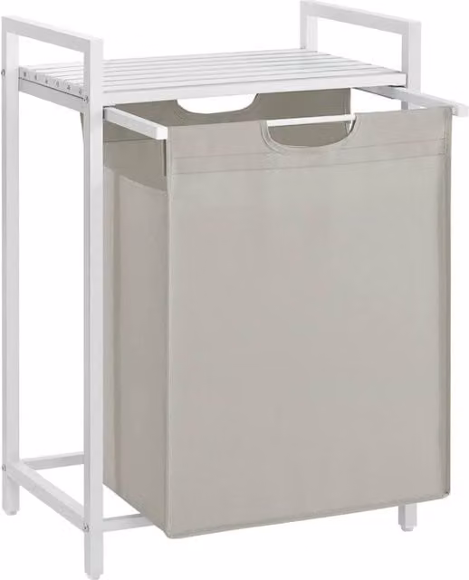 Kelvenix White Pull-Out Laundry Unit with Removable Bag