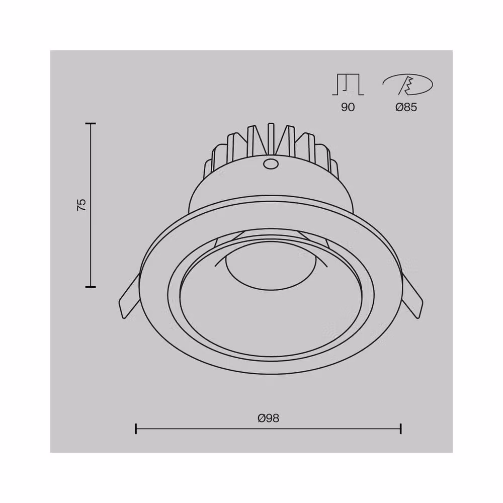 Netlighting Yin Recessed LED Downlight in Black, 4000K Cool White, 830lm, Dimmable – 2