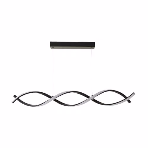 ValueLights Matt Black Double Twist Suspended Ceiling Light with Integrated LED and Touch Control – 1