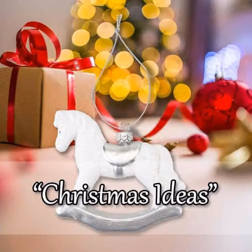 VFM e-Store Silver and White Glass Rocking Horse Christmas Tree Hanging Ornament, Height: 10 cm – 5
