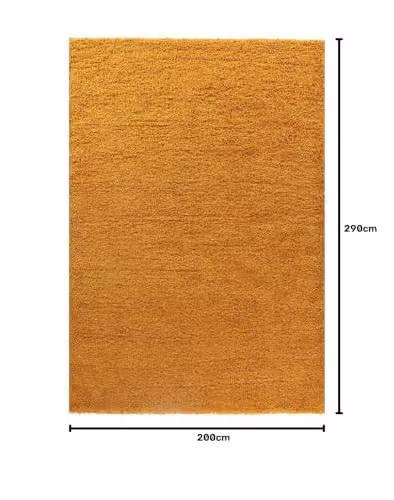Serdim Rugs Gold Plain Modern Shaggy Living Room Area Rug, W: 200 cm, L: 290 cm – 2