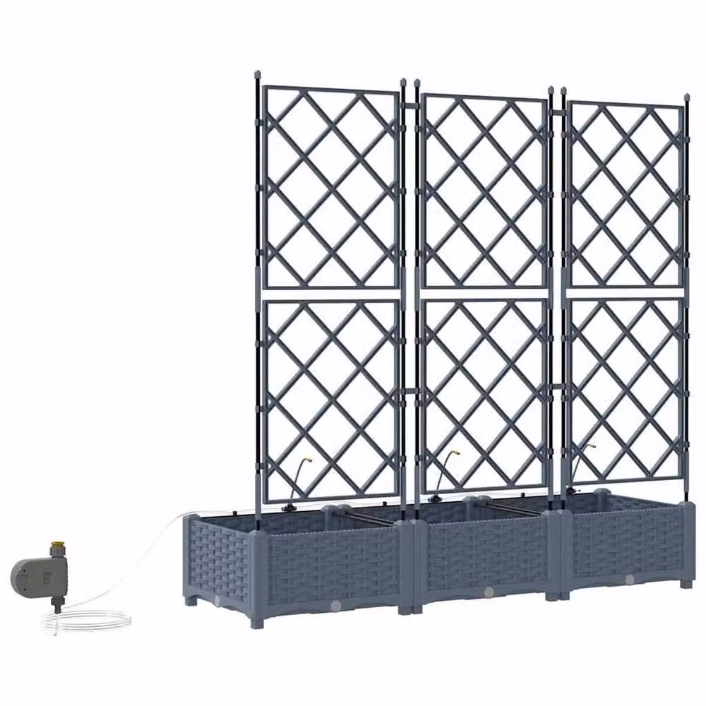 Berkfield Home Garden Planters with Water Irrigation System, 3 Piece Set, Grey – 4