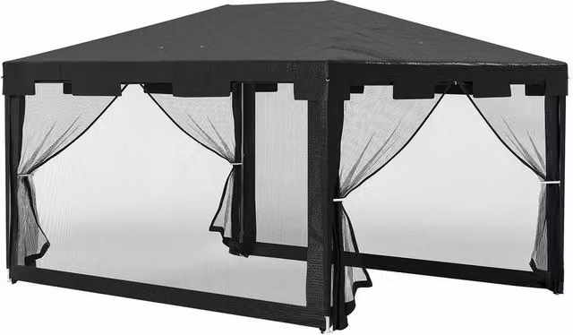 FLAVORA Waterproof Garden Gazebo Party Tent in Black, W: 4 m, D: 3 m, H: 2.55 m – 1