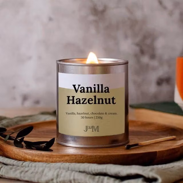 JAAM Vanilla Hazelnut Crackle Wick Tabletop Candle in Silver – 1