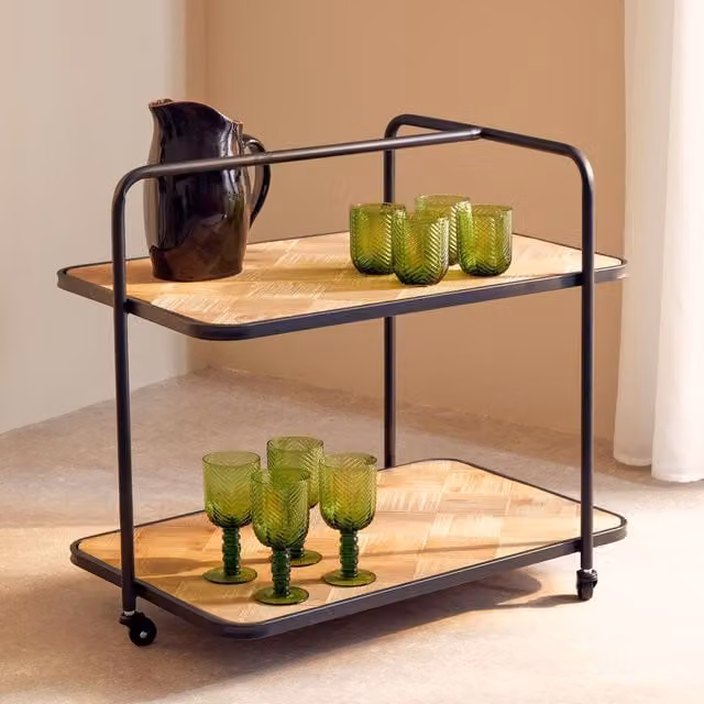 Orsina Industrial Wood and Metal Kitchen Trolley with Castors, Brown – 1