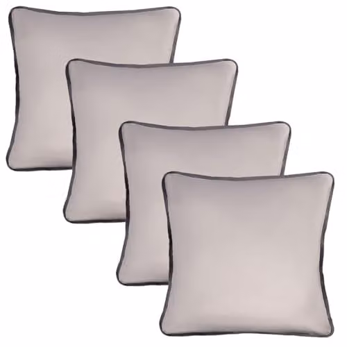OHS 4 Pack Matte Velvet Piped Edge Cushion Covers in Grey, W/D/H: 45 x 45 x 45 cm – 1