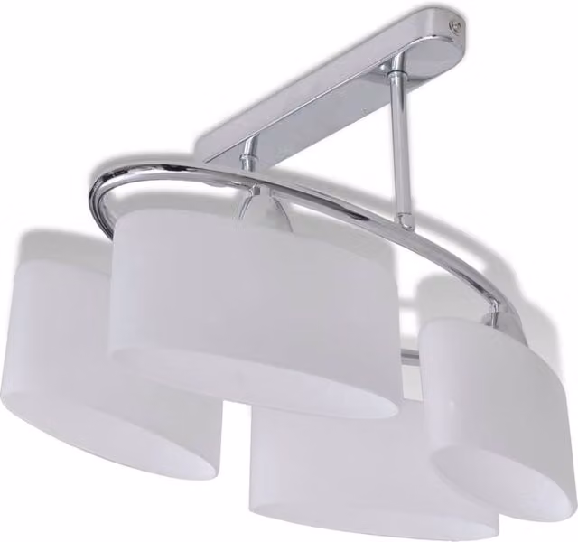 Berkfield Home Modern Ceiling Lamp with White Glass Ellipsoid Shades for 4 x E14 Bulbs