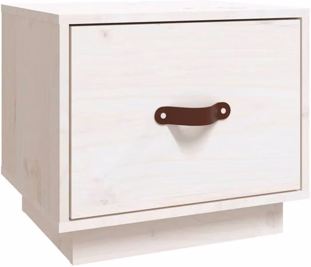 Berkfield Home White Solid Wood Pine Bedside Cabinet, W/D/H: 40 x 34 x 35 cm – 1