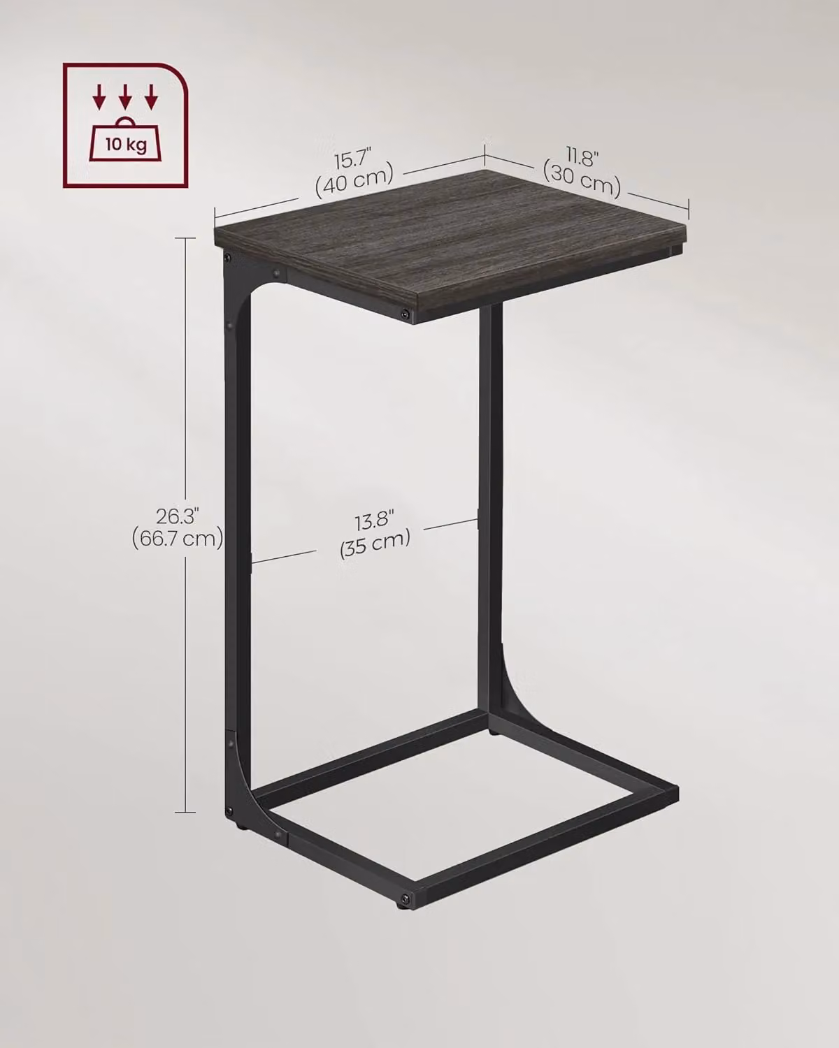 VASAGLE Set of 2 C-Shaped Industrial Side Tables with Metal Frame in Black – 2