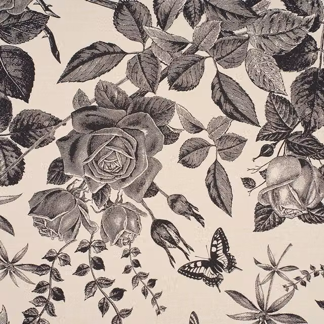 Livingandhome Self-Adhesive Floral Wallpaper in Black and Beige