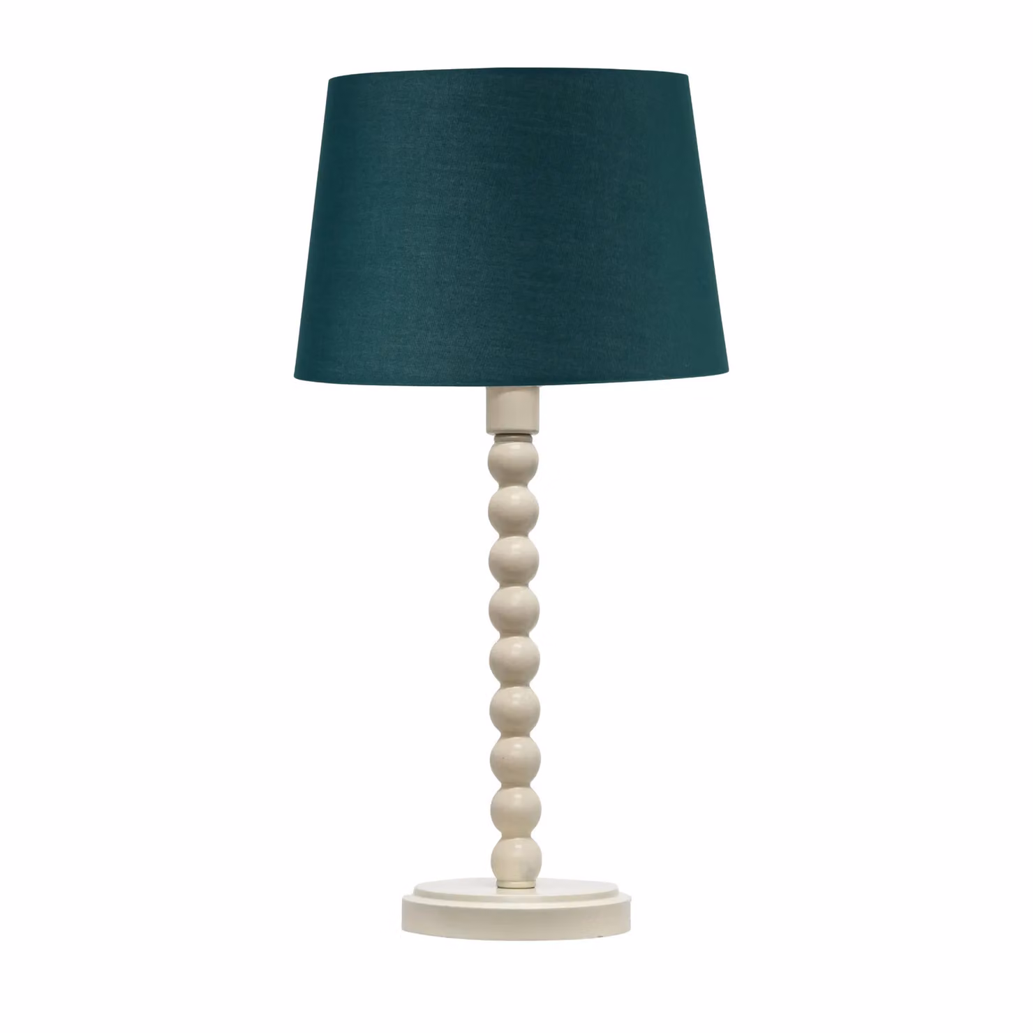 First Choice Lighting Bobbin Set of 2 White Ceramic Table Lamps with Dark Green Fabric Cylinder Shades – 2