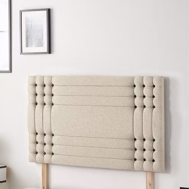 Somnior Beds Ltd Saville Tweed Fabric Upholstered Single Divan Headboard in Natural, Black or Beige, Height: 81.28 cm