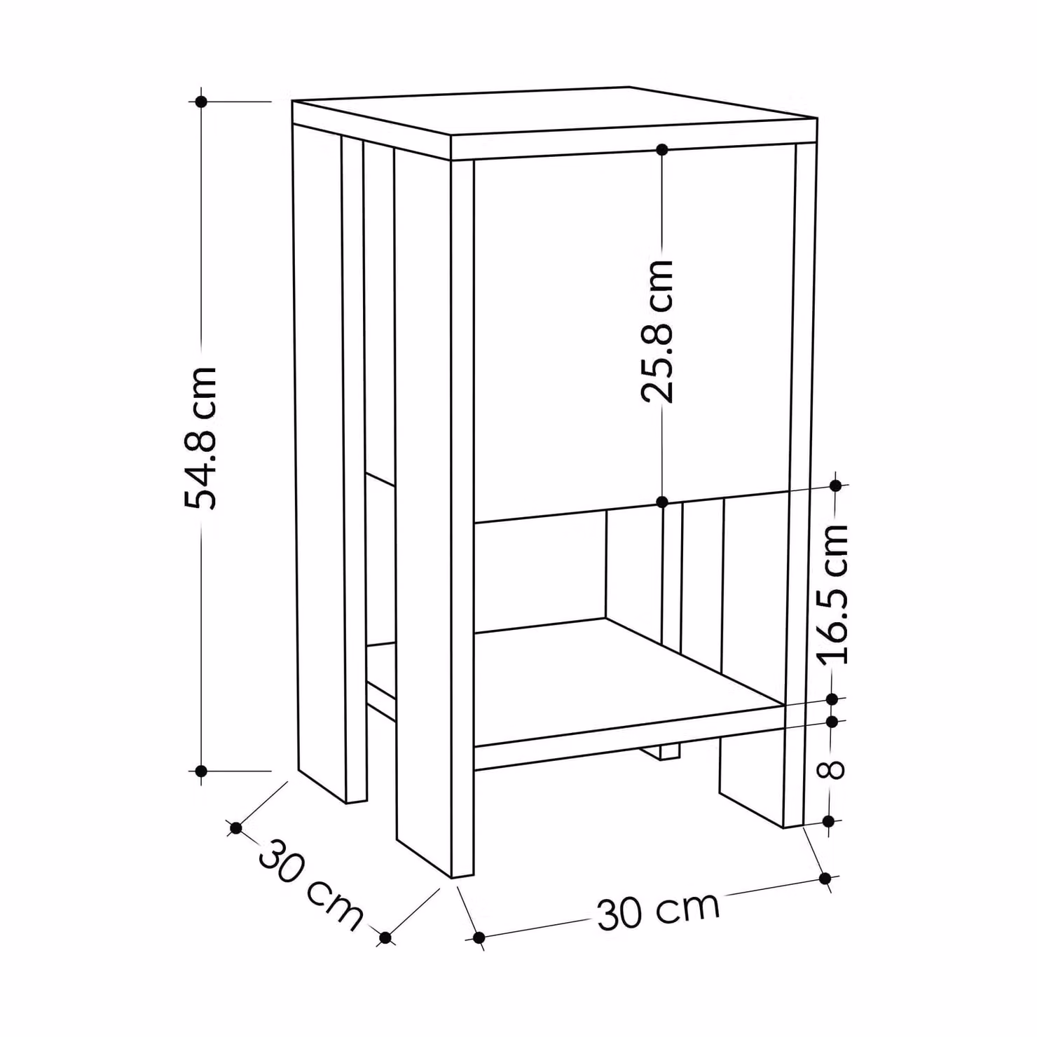Decortie Ema Compact 1-Drawer Bedside Cabinet in White and Dark Brown – 2