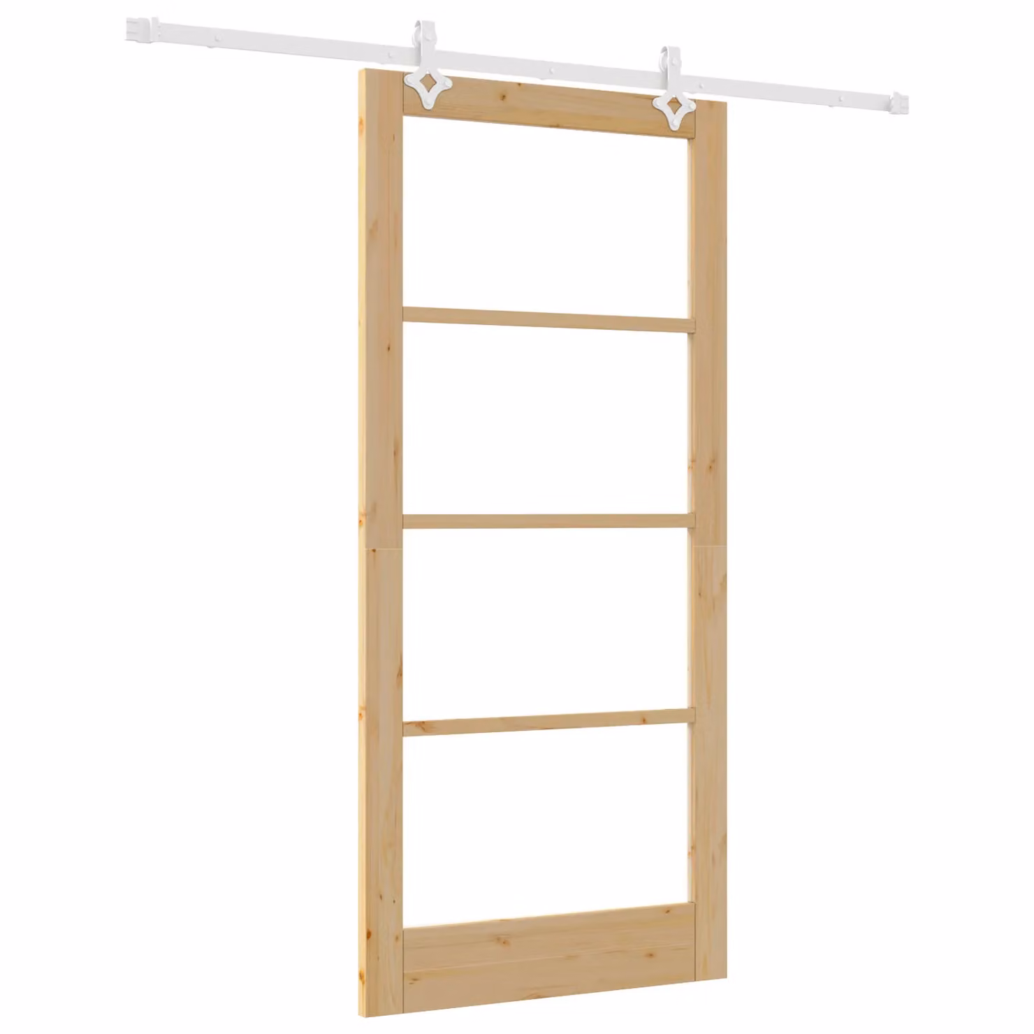 Berkfield Home Modern Lacquered Solid Pine Sliding Door with Hardware Set in Beige, W: 93 cm, H: 202 cm – 2