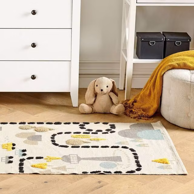 Wyld and Coco Multicolour Kids' Motif Area Rug, W/D: 80 x 150 cm – 1