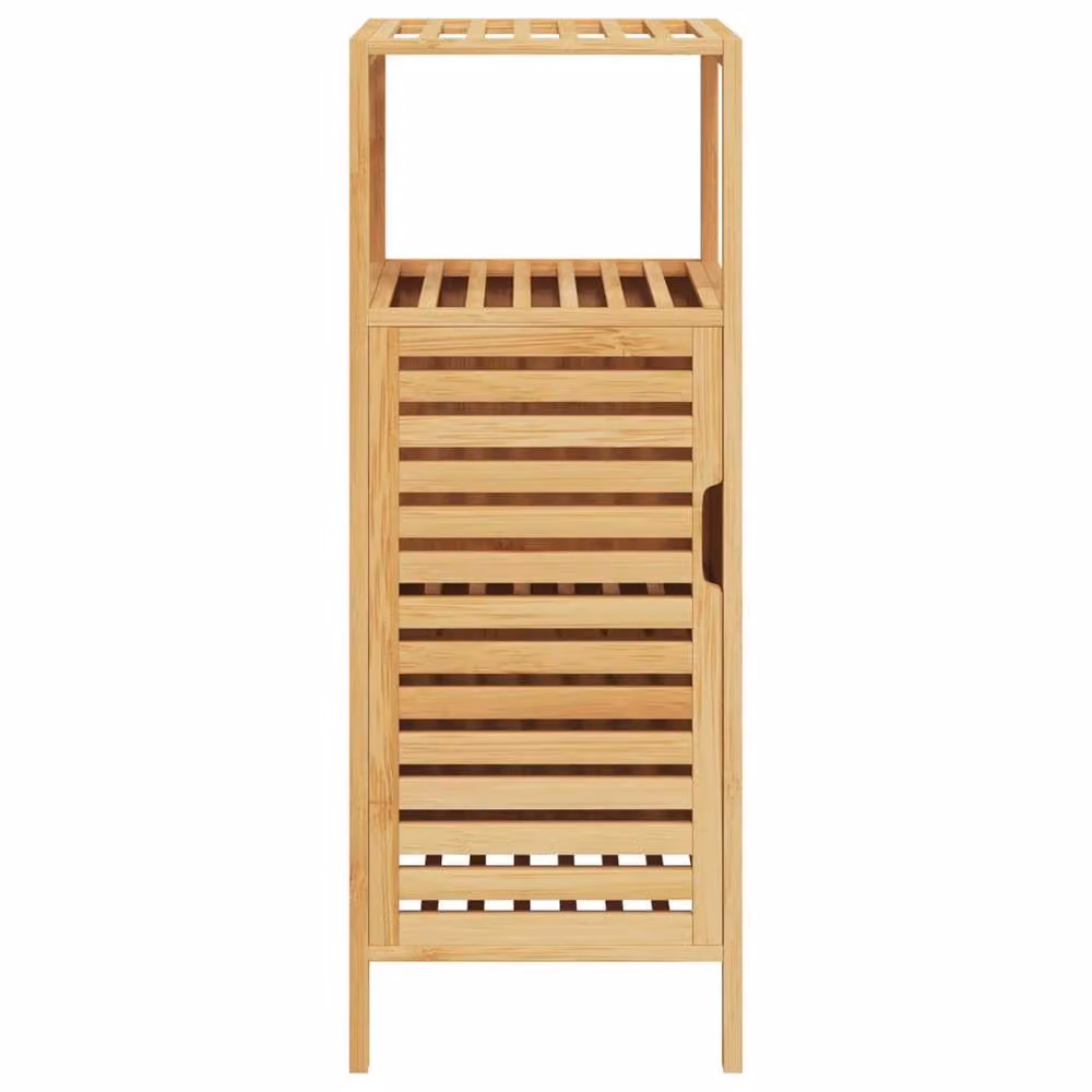 Berkfield Home Bamboo Bathroom Cabinet in Beige with Internal Shelves and Open Shelf, W/D/H: 36 x 33 x 87 cm – 2