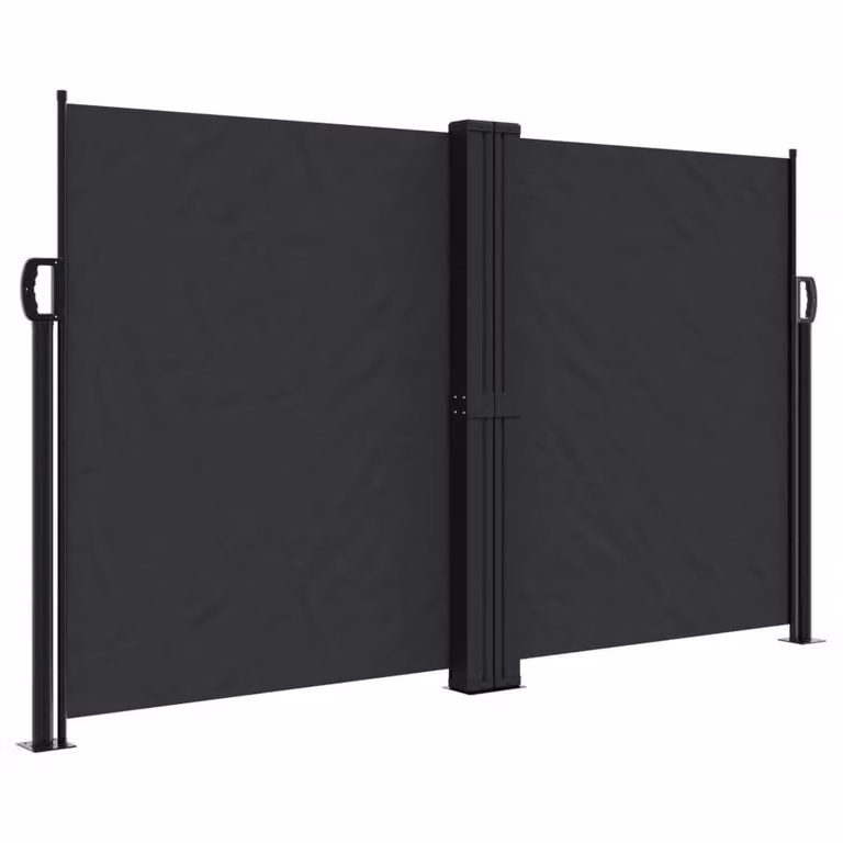 Berkfield Home Retractable Side Awning in Black, Polyester, W/H: 1200 x 140 cm