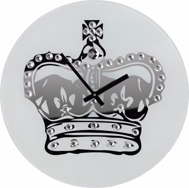 Maison by Premier Orsina Glass Crown with Diamantes Wall Clock, Diameter: 35 cm – 1