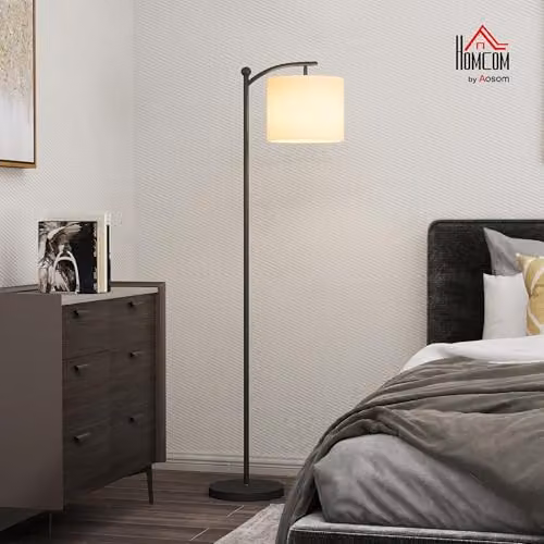 HOMCOM LED Floor Lamp in Black with Stepless Dimming, Remote Control and Timer – 2