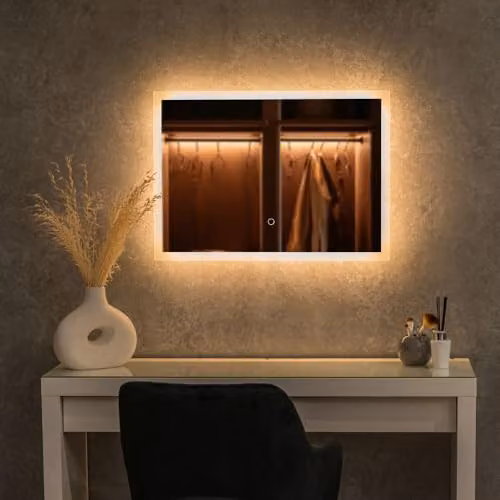 ValueLights LED Bathroom Mirror with Demister and Touch Control, Silver, W/H: 50 x 70 cm – 3