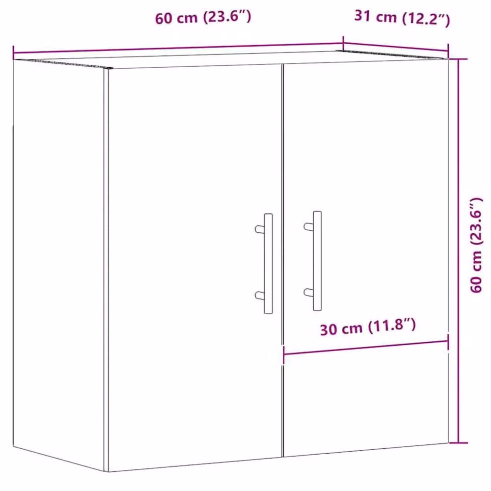 Berkfield Home Artisan Oak Wall Cabinet in Brown, W: 60 cm, D: 31 cm, H: 60 cm – 4