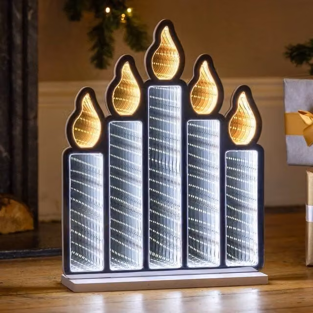 NESTLUNE Christmas Infinity Light LED Candle Bridge Indoor Decoration, White, W: 100 cm, D: 15 cm, H: 40 cm – 1