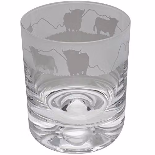 Milford Collection Animo Highland Cattle Whisky Tumbler Glass, Clear – 1