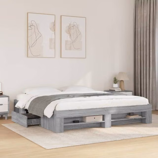 Berkfield Home Super King Bed Frame with Drawers, Grey, W/D/H: 180 x 200 cm – 1