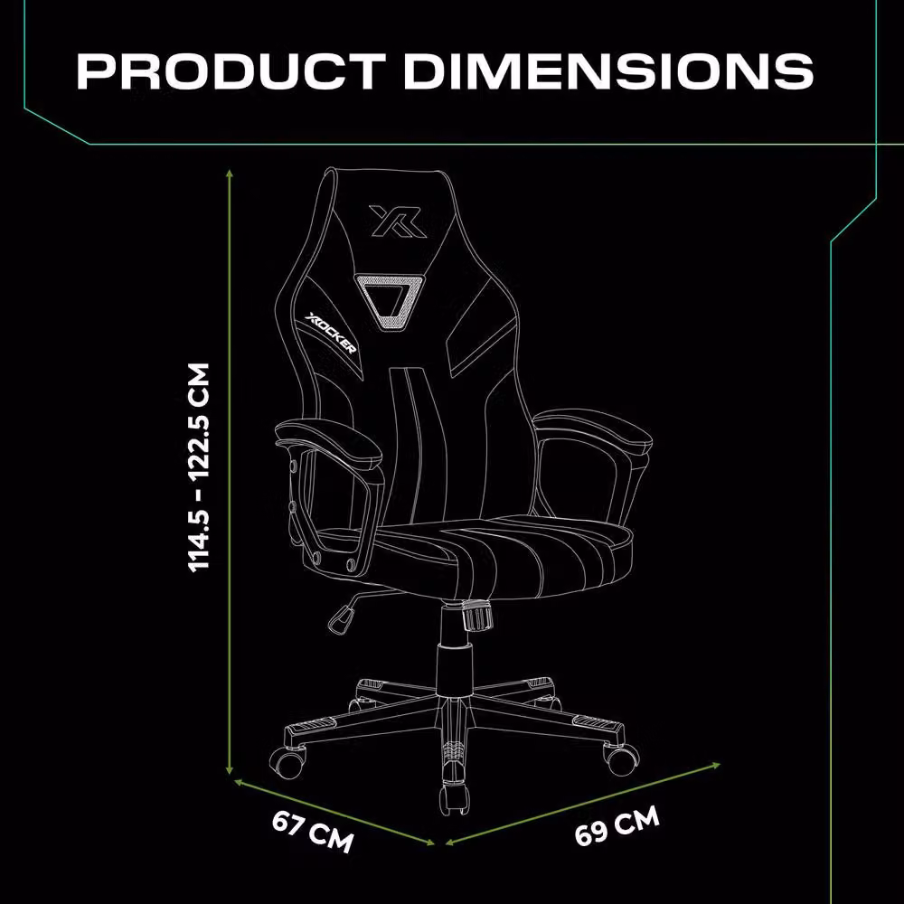 X Rocker Tempest Ergonomic Green Synthetic Leather Gaming Chair for Home Office and PC Use – 3