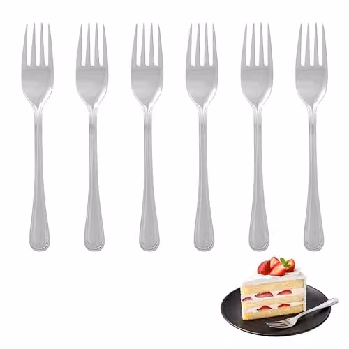 Premier Housewares Set of Six Polished Silver Stainless Steel Cake Forks