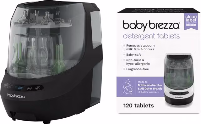 Babybrezza Bottle Washer Pro and Detergent Tablets, Black, BPA-free