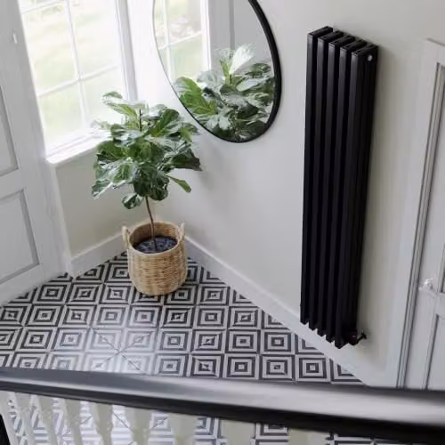 UK Radiators Temple Black Square Tube Vertical Cast-Iron Style Column Radiator, H: 180 cm, W: 32.2 cm – 3