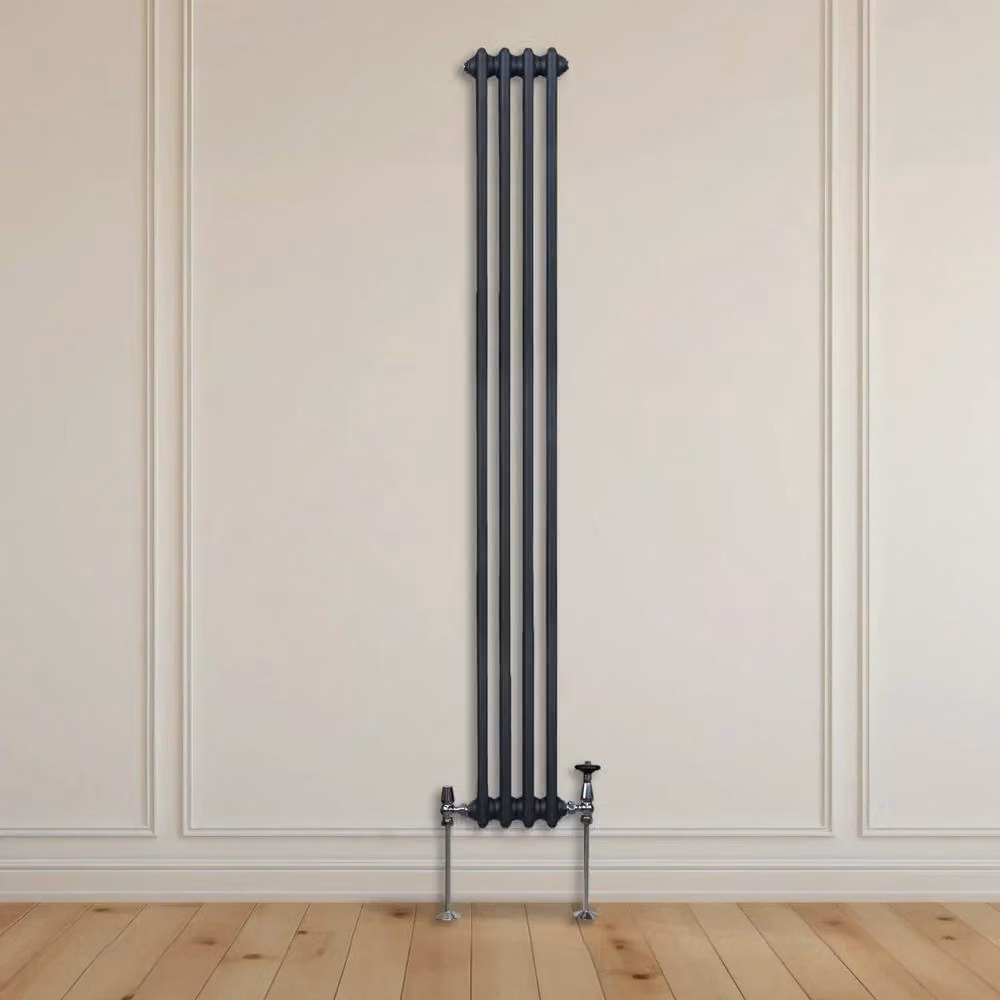 Monstershop Traditional 2 Column Steel Radiator in Anthracite Grey, H: 180 cm, W: 20.2 cm, D: 7 cm – 8