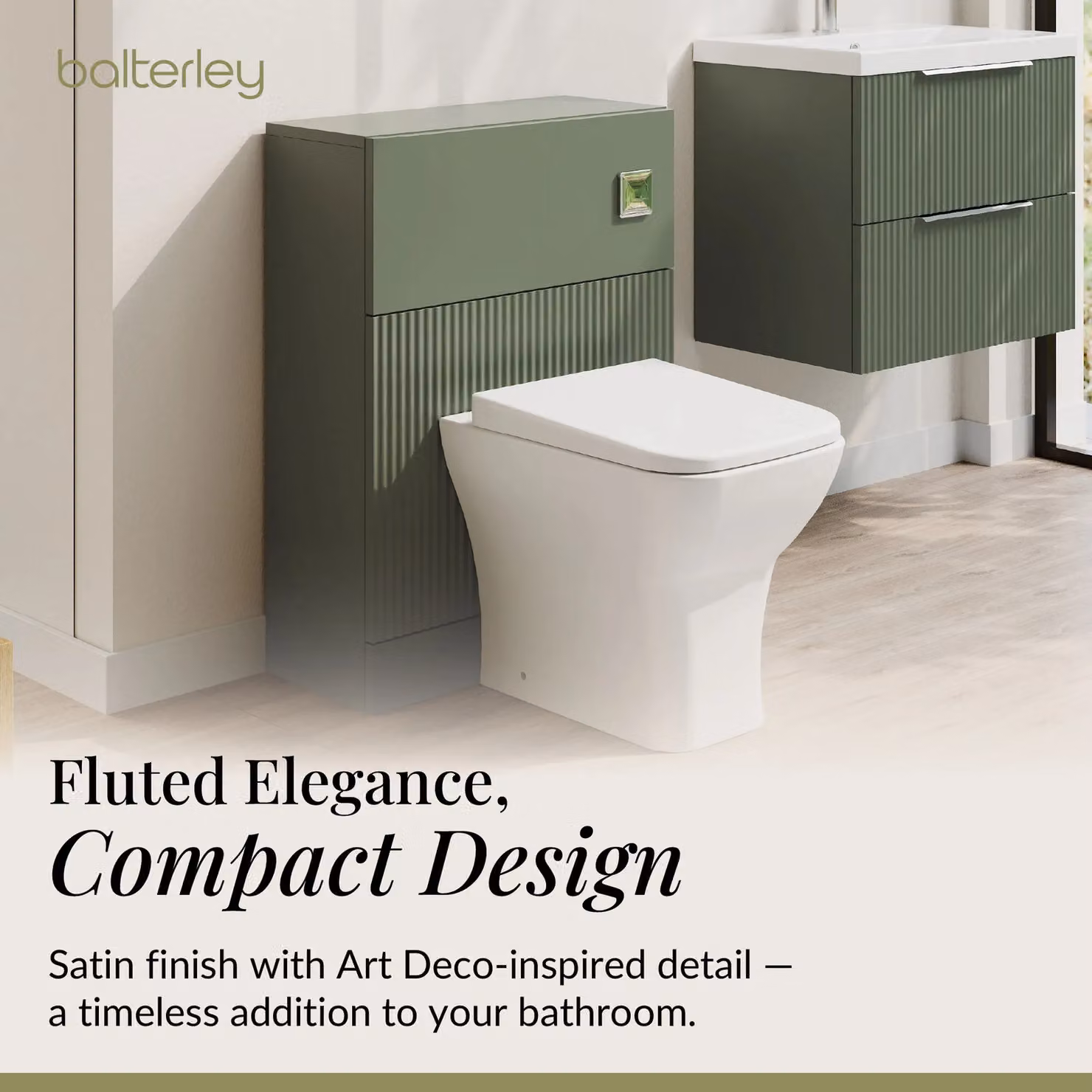 Balterley Fluted Matt Green Floor Standing WC Unit – 3