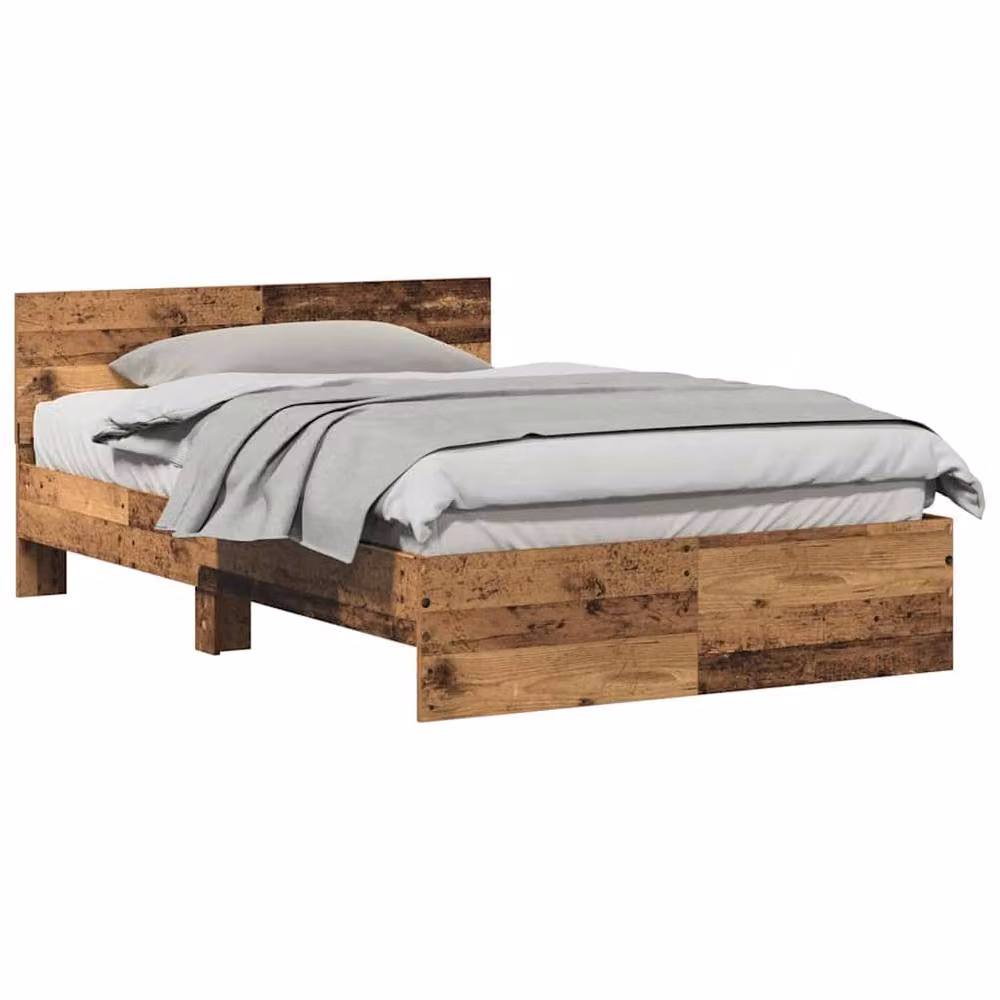 Berkfield Home Solid Wood Bed Frame with Headboard in Brown, W/D/H: 120 x 190 cm – 3