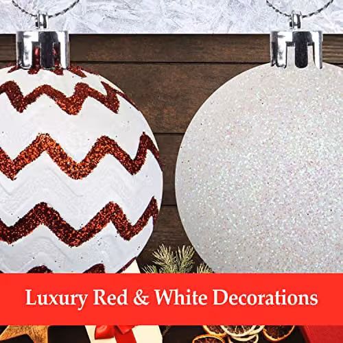 VFM e-Store Red and White Candy Cane Striped Baubles, 24 Pack, Diameter: 6 cm – 5
