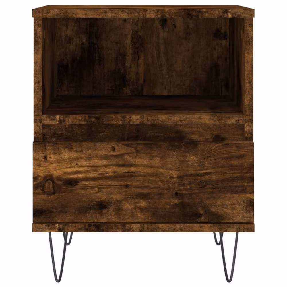 Berkfield Home Set of 2 Smoked Oak Bedside Cabinets in Brown, W/D/H: 40 x 35 x 50 cm – 3