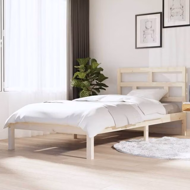 Berkfield Home Solid Wood Pine Bed Frame in Brown, W/D/H: 90 x 200 cm
