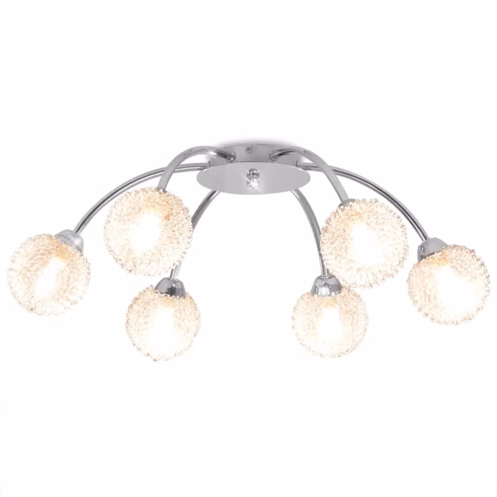 Berkfield Home Modern White and Chrome Ceiling Lamp with 6 Included G9 LED Bulbs – 2