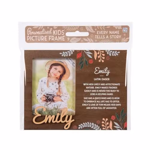 History & Heraldry Emily Pre-personalised Child's Floral Picture Frame, Brown, W/H: 11 x 8.5 cm