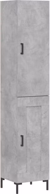 Berkfield Home Industrial Highboard in Concrete Grey, W/D/H: 34.5 x 34.0 x 180.0 cm