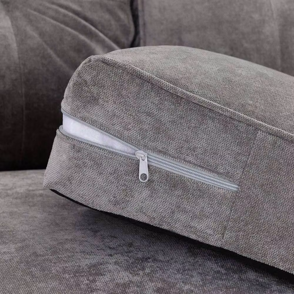 Furnishings For Less UK Montford Grey Fabric 2 Seater High Back Sofa with Scatter Cushions and Removable Covers – 3