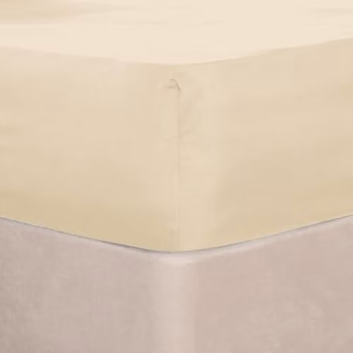 OHS Ultra Soft Microfibre Plain Fitted Bed Sheet, Beige, W: 150 cm, D: 200 cm, H: 25 cm
