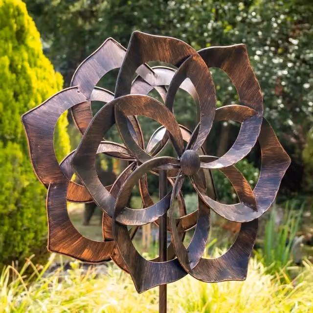 Primrose Marden Floral Design Metal Wind Spinner in Bronze