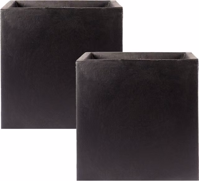 Idealist Set of 2 Square Stone Planters in Grey